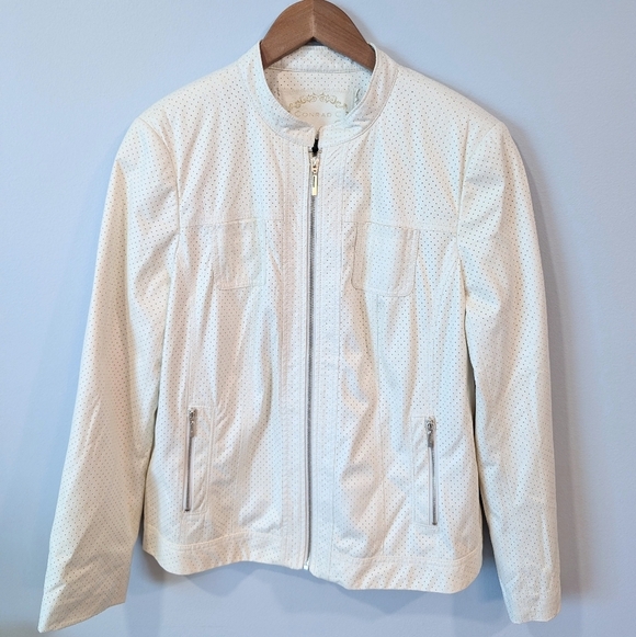 Conrad C White Perforated Jacket Sz. 14 - Picture 1 of 13